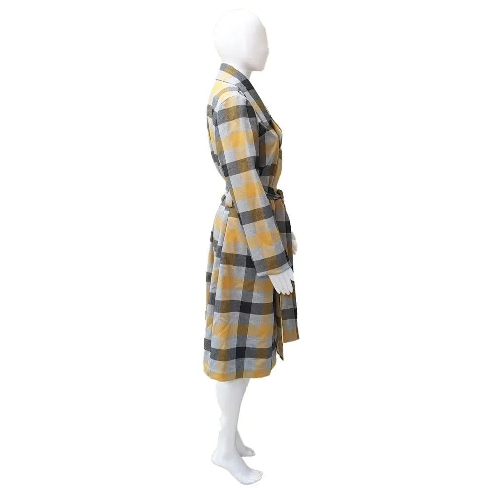 RACHEL ZOE Gray & Pumpkin Plaid Trench Coat w/ Belt - Picture 4 of 7